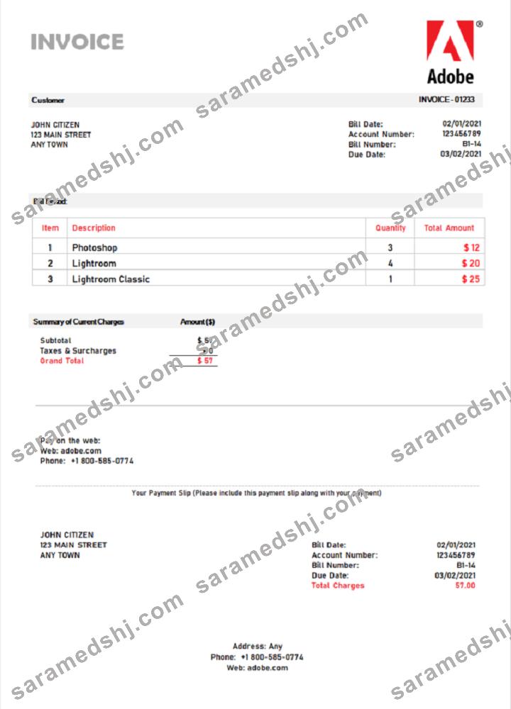 USA Adobe invoice